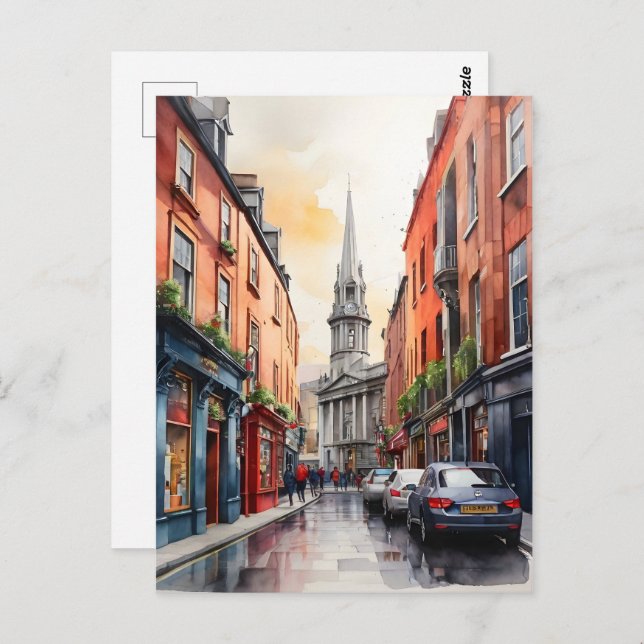 Carte Postale Dublin watercolor (Devant / Derrière)