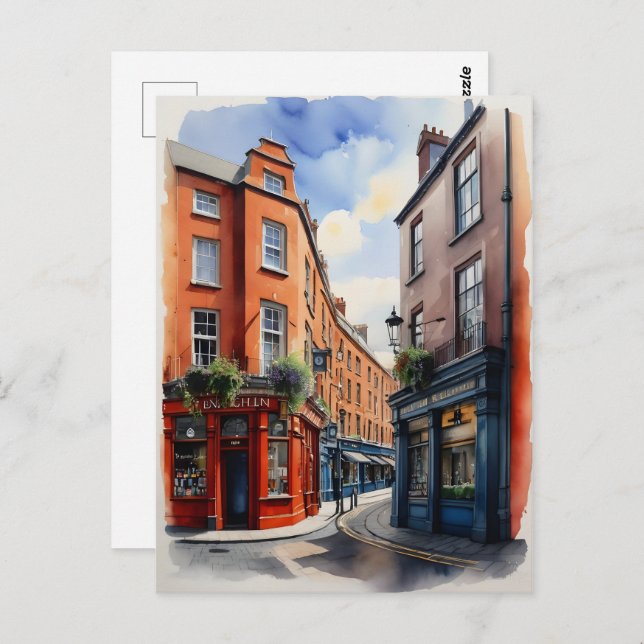 Carte Postale Dublin watercolor (Devant / Derrière)