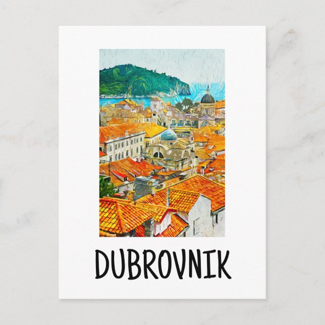 Carte Postale Dubrovnik Croatie Aquarelle Paint (Devant)