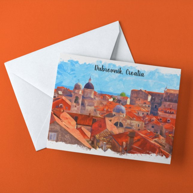 Carte Postale Dubrovnik Croatie Aquarelle Peinture Voyage (dubrovnik croatia watercolor architecture postcard)
