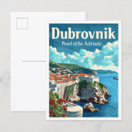 Carte Postale Dubrovnik Croatie Illustration de voyage artistiqu