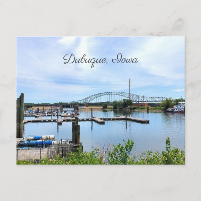 Carte Postale Dubuque, épouse de l'Iowa au-dessus du fleuve Miss (Devant)
