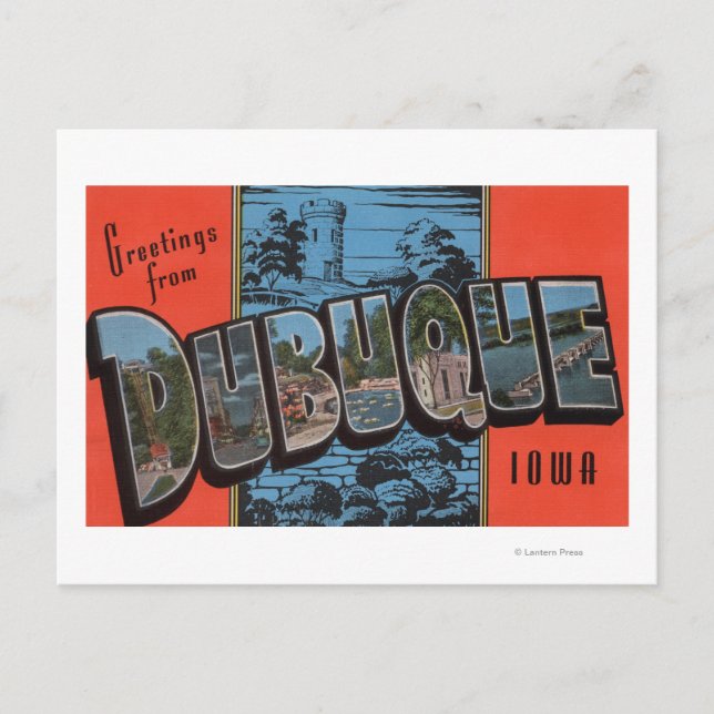 Carte Postale Dubuque, IowaScènes de grandes lettresDubuque, IA (Devant)