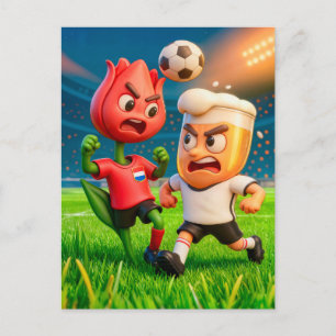 Carte Postale Duel de football entre une tulipe hollandaise et u