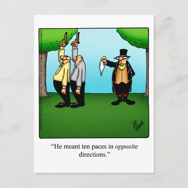 Carte postale "Dueling Humour" amusante (Devant)