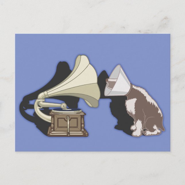 Carte Postale Duet - Chien & Gramophone (Devant)