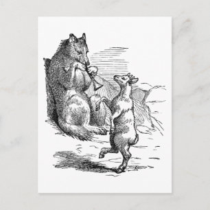Carte postale "Duet de loup et de chèvre"