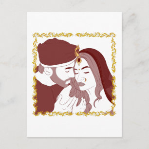 Carte postale d'un couple amoureux indien Desi en 
