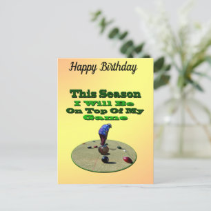 Carte postale d'un joueur de boules sur gazon drôl