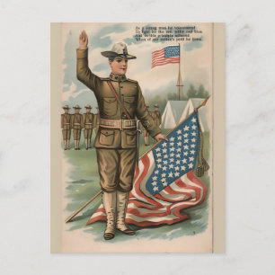 Carte postale d'un soldat patriotique tenant le dr