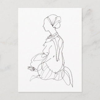 carte postale d'une femme assise