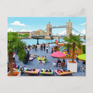 Carte postale d'une scène londonienne en été