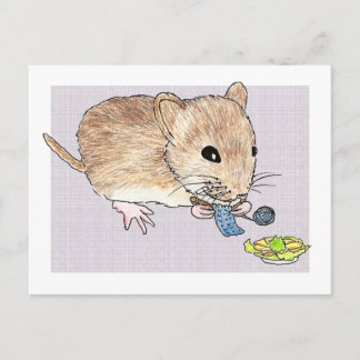 Carte postale d'une souris brun tricot