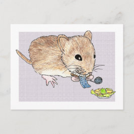Carte postale d'une souris brun tricot