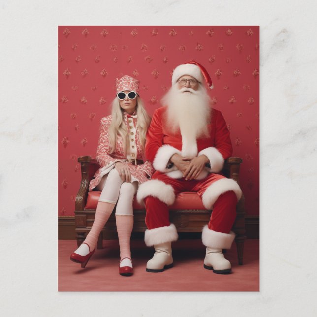 Carte Postale Duo de Noël fantasque : Père Noël et Mme Claus (Devant)