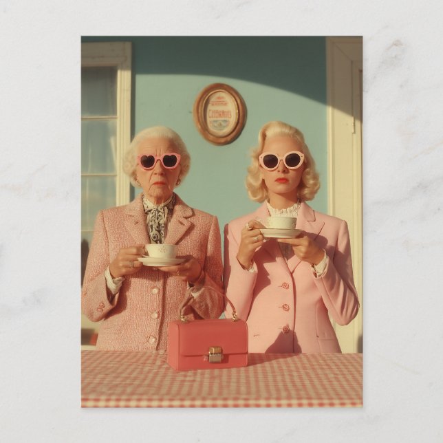 Carte Postale Duo élégant pour le thé (Devant)