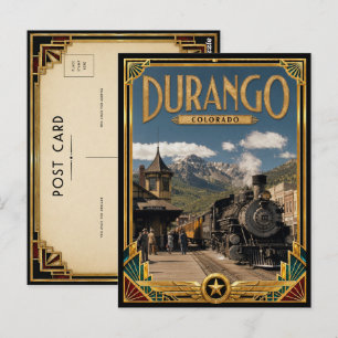 Carte Postale Durango Colorado Art Déco vintage de l'âge d'or
