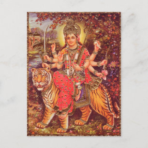 CARTE POSTALE DURGA ET LE TIGER