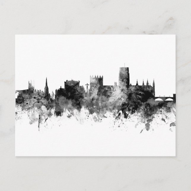 Carte Postale Durham England Skyline Cityscape Black White (Devant)