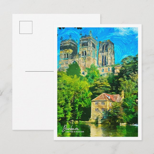 Carte Postale Durham Royaume-Uni Belle peinture à l'huile (Devant / Derrière)