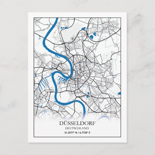 Carte Postale Dusseldorf Deutschland City Plan Voyager Simple (Devant)