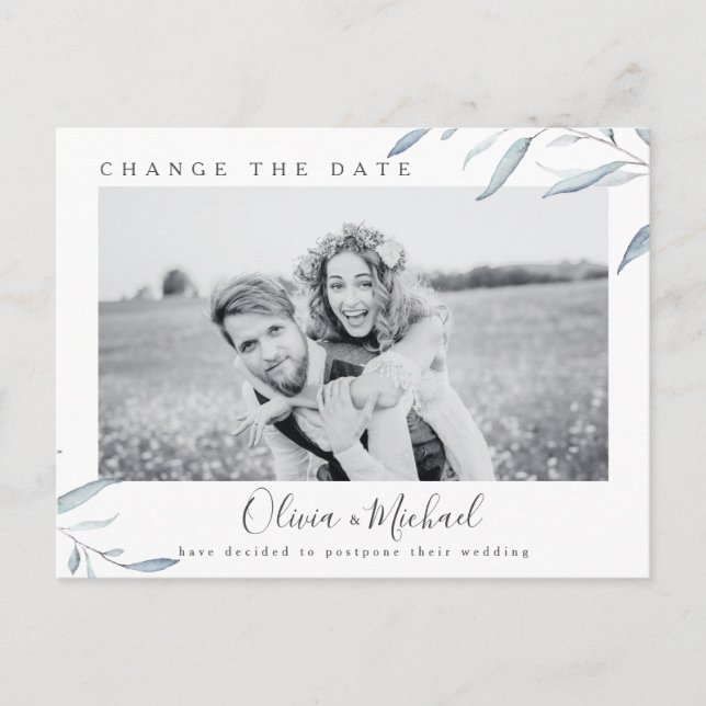 Carte Postale Dusty bleu vert photo changer la date (Devant)