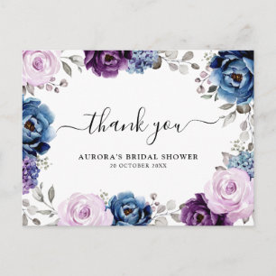 Carte Postale Dusty bleu violet Fête des mariées Lilac Merci