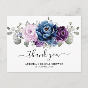 Carte Postale Dusty bleu violet Fête des mariées Lilac Merci   
