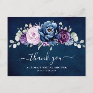Carte Postale Dusty bleu violet Fête des mariées Lilac Merci   