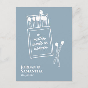 Carte Postale Dusty Blue Match Made in Heaven Enregistrer la dat