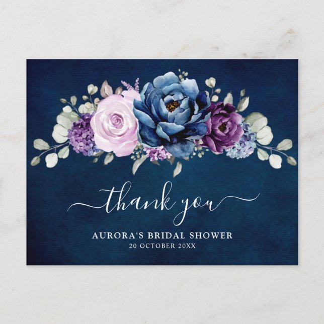 Carte Postale Dusty Blue Purple Lilac Remerciements de la Baby S (Devant)