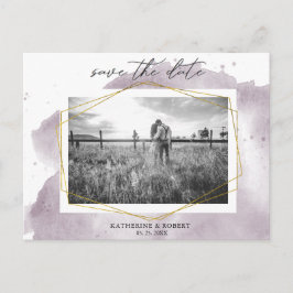 Carte Postale Dusty Gold et Mauve | Photo Enregistrer La Date