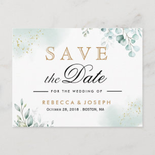 Carte Postale Dusty Gold Eucalyptus Mariage de verdure