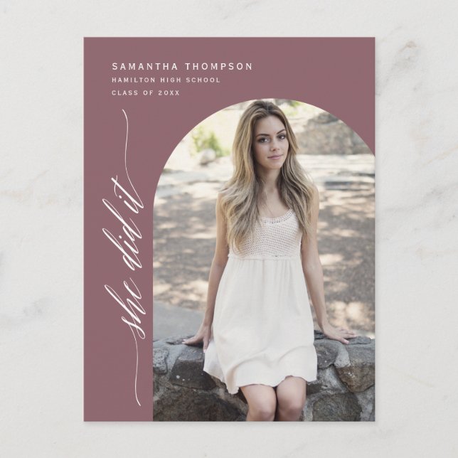 Carte Postale Dusty Purple Elle L'A Fait Graduation Arch Photo P (Devant)