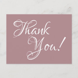 Carte Postale Dusty Rose et Merci de calligraphie blanche