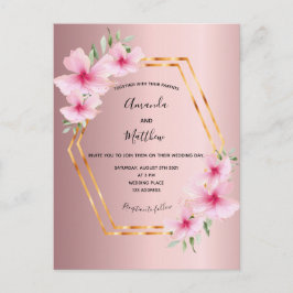 Carte Postale Dusty rose faire-part de mariage floral or