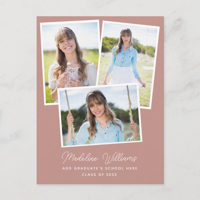 Carte Postale Dusty Rose Multi Photo Graduation (Devant)