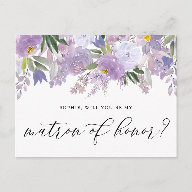 Carte Postale Dusty rose Peony Be My Matron of Honor Card (Devant)