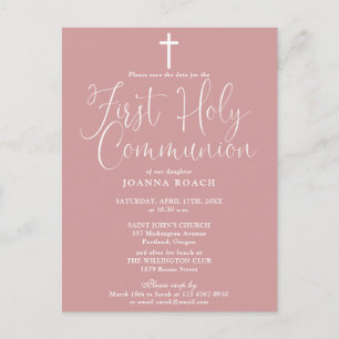 Carte Postale Dusty Rose Rose Première Sainte Communion Sauver L