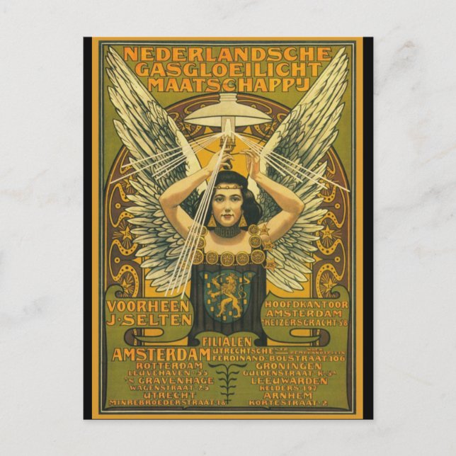 Carte Postale Dutch Selten Gasgloeilicht société anciennement J. (Devant)
