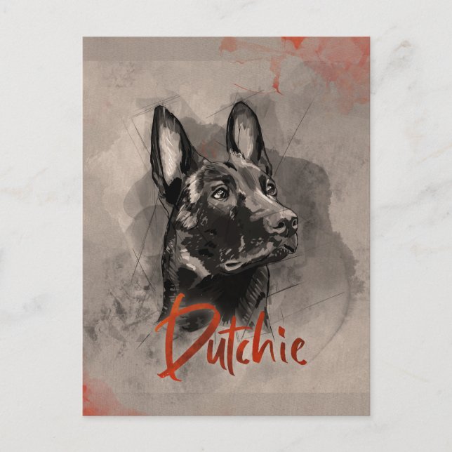 Carte Postale Dutch Shepherd - Illustration utchie (Devant)