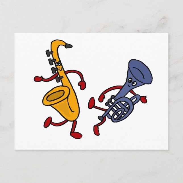 Carte Postale DY - Dessin de danse saxophone et trompette (Devant)