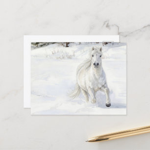 Carte Postale Dyfra le cheval islandais galopant dans la neige
