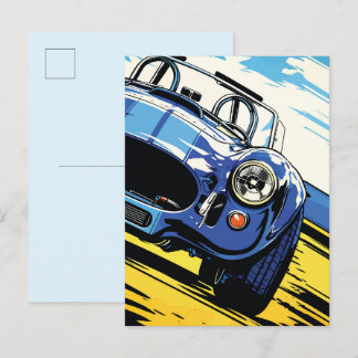 Carte Postale Dynamic Blue Roadster Pop Art Dash