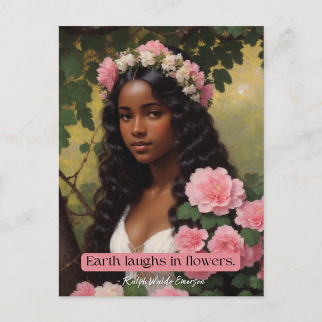 Carte Postale Earth Rire En Fleurs Emerson Citation Floral Art (Devant)