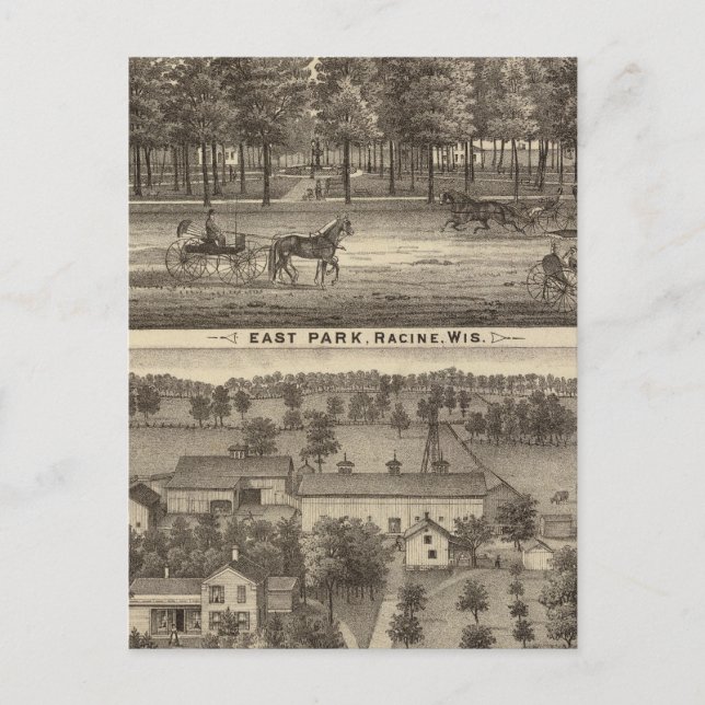Carte Postale East Park, Racine et Oakland Farm (Devant)