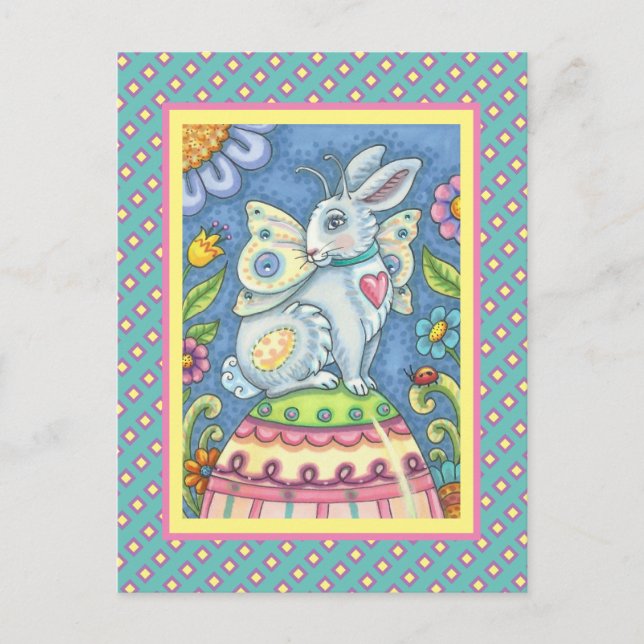 CARTE POSTALE EASTER EGG FAIRY, SPRING HARE IMAGINAIRE POSTCARD (Devant)