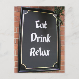Carte Postale Eat Drink Reposez le panneau de nourriture