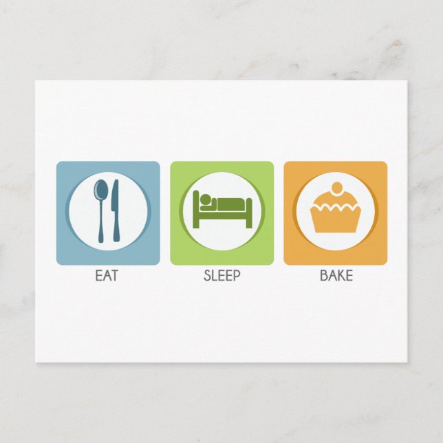 Carte Postale Eat Sleep Bake ! (Devant)