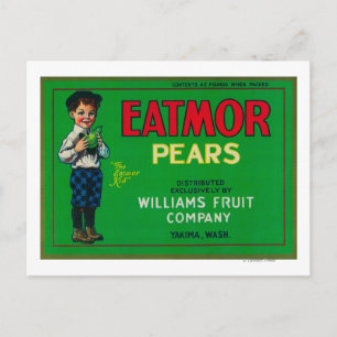 Carte Postale Eatmor Pear Crate LabelYakima, WA